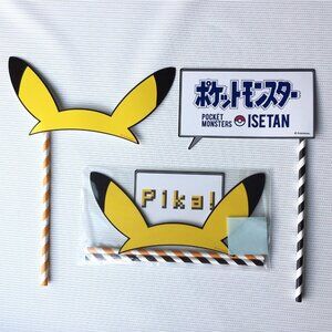 Pokemon Pikachu Isetan Paper Yellow Ears & Signs Straw Tubes Craft Kit Japan